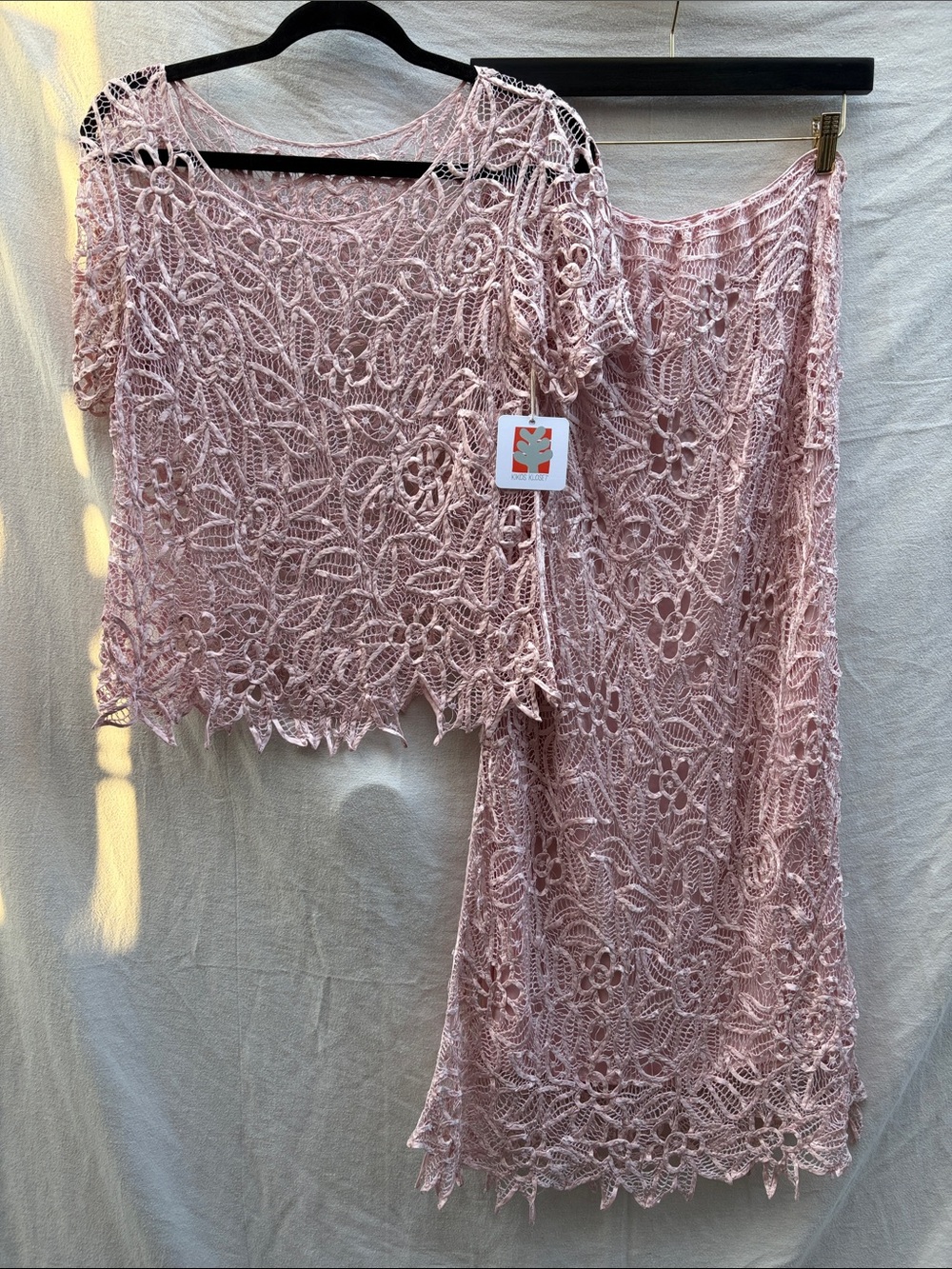 1990s Pink Floral Crochet Set